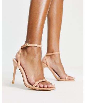 Truffle Collection barely there square toe stiletto heeled sandals in beige-Neutral