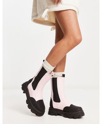 Truffle Collection chunky chelsea boots in pink