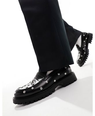 Truffle Collection chunky studded loafers in black