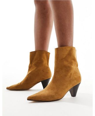 Truffle Collection cone heel ankle boots in tan-Brown