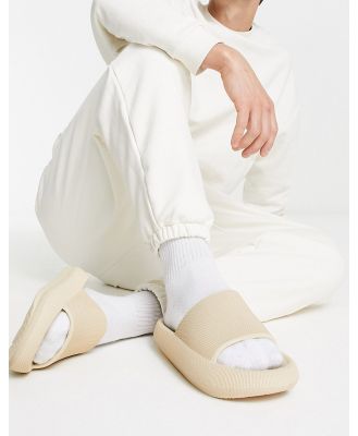 Truffle Collection extra chunky sliders in cream-White