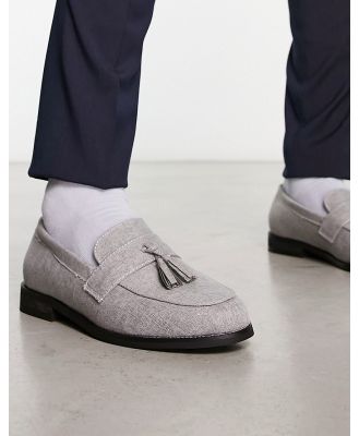 Truffle Collection faux suede tassel loafers in grey