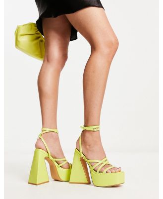 Truffle Collection flare heel platform sandals in lime-Green