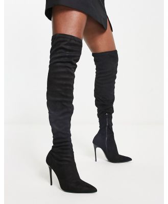 Truffle Collection glam over the knee stiletto boots in black