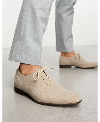 Truffle Collection oxford lace up shoes in sand faux suede-Neutral