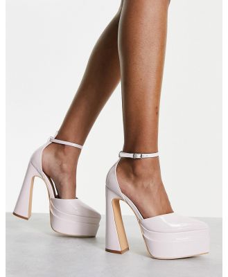 Truffle Collection pointed platform high heeled shoes in cream-White