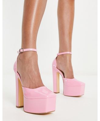 Truffle Collection square toe platform high heeled shoes in pink