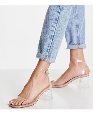 Truffle Collection wide fit clear heeled sandals in beige