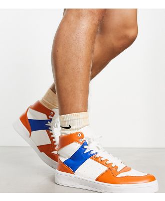Truffle Collection Wide Fit hit op lace up sneakers in orange-Multi