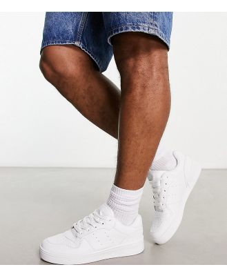 Truffle Collection Wide Fit lace up sneakers in white