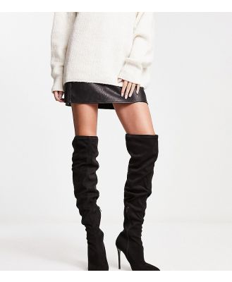 Truffle Collection Wide Fit over the knee stiletto sock boots in black