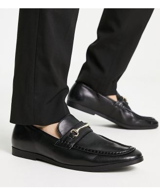 Truffle Collection Wide Fit snaffle trim loafers in black