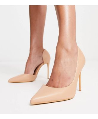 Truffle Collection Wide fit stiletto heeled shoes in beige-Neutral