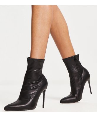 Truffle Collection Wide Fit stiletto heeled sock boots in black