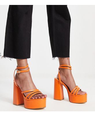 Truffle Collection Wide Fit strappy platform sandals in orange