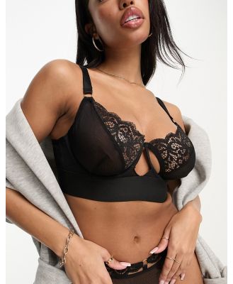 Tutti Rouge Delaney mesh and lace plunge bra with cutout cup detail in black