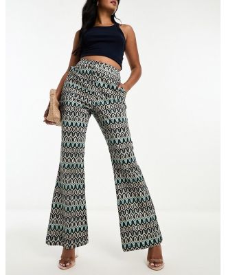 Twisted Tailor bonded lace suit flare pants in multi