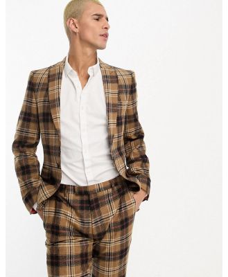 Twisted Tailor Bruin suit jacket in brown heritage check