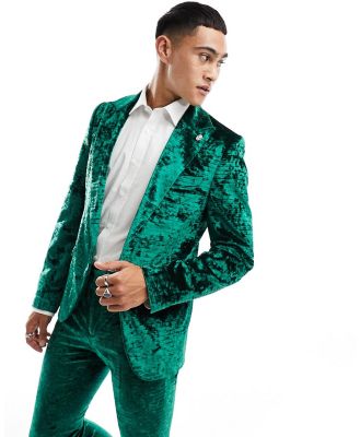 Twisted Tailor Buteer crush velvet suit jacket in green