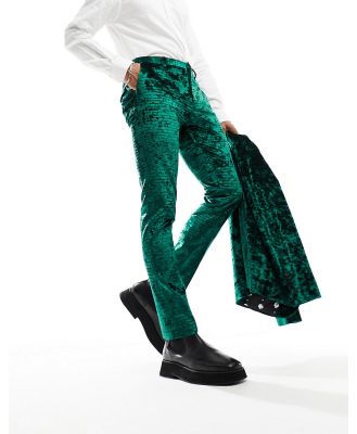 Twisted Tailor Buteer crush velvet suit pants in green