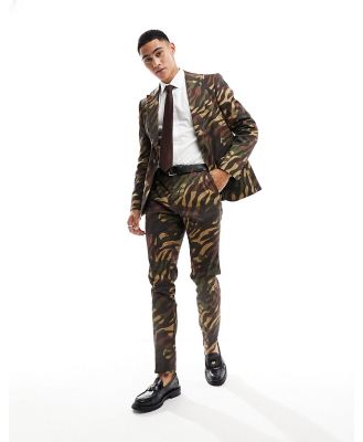 Twisted Tailor Gables tiger camo suit pants in brown