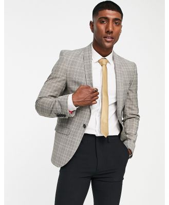 Twisted Tailor melcher skinny fit suit jacket in tonal brown check