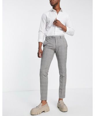 Twisted Tailor melcher skinny fit suit pants in tonal brown check
