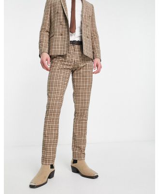 Twisted Tailor Mepstead suit pants in beige prince of wales check-Neutral