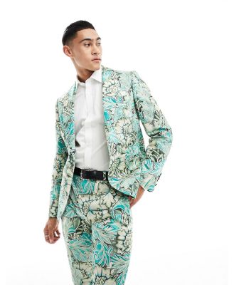 Twisted Tailor Morris floral suit jacket in green