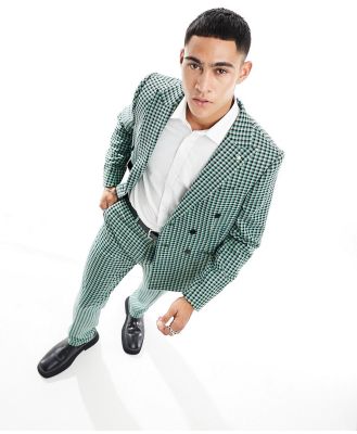 Twisted Tailor Morrison check suit jacket in green