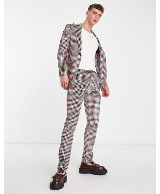 Twisted Tailor Ribery skinny suit pants in pink houndstooth check