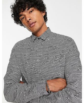 Twisted Tailor Unknown shirt in white with distorted horizontal stripes-Multi