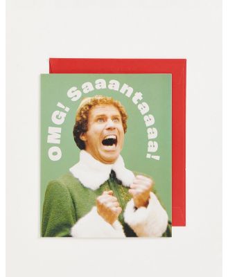 Typo x Elf Christmas card with 'OMG santa' slogan-Multi