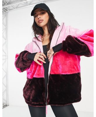 UGG Elaina oversized jacket in pink colourblock