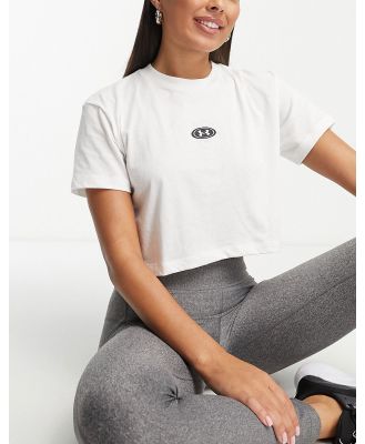Under Armour branded logo short sleeve crop top in white