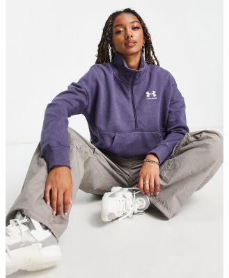 Under Armour Rival fleece half zip sweatshirt in purple-Grey
