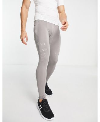 Under Armour Training Cold Gear leggings with reflective detail in stone-Neutral