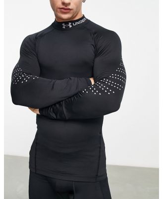 Under Armour Training Cold Gear mock neck long sleeve reflective top in black