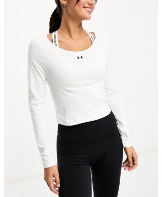 Under Armour Training seamless long sleeve top in white