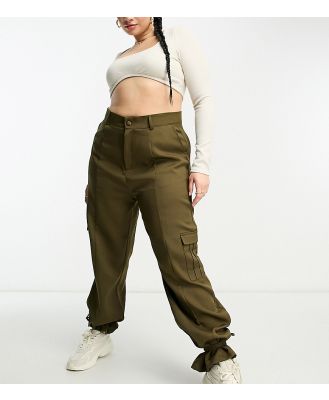 Unique21 Hero Plus high waisted cargo pants with ankle tie in khaki-Green