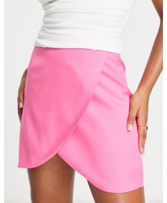 Unique21 wrap front mini skirt in fuchsia-Pink