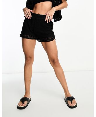 Urban Classics crochet lace shorts in black (part of a set)