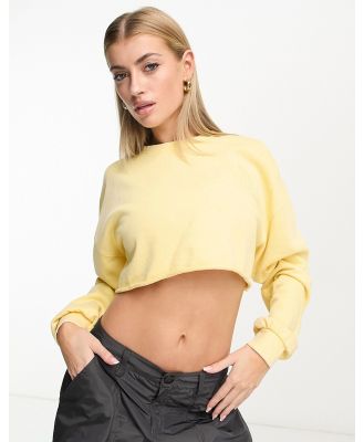 Urban Classics cropped terry sweatshirt in yellow-White