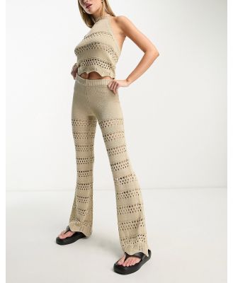 Urban Classics flared crochet pants in bronze (part of a set)-Neutral