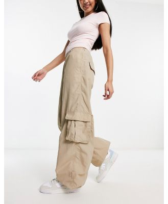 Urban Classics nylon cargo parachute pants in beige-Neutral