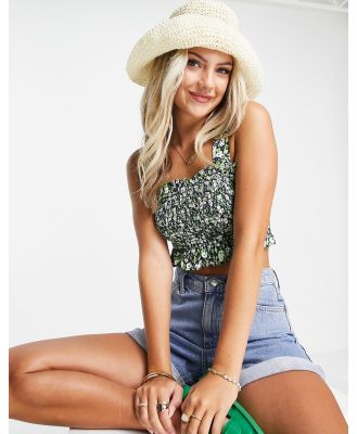 Urban Revivo cropped cami top in green floral print