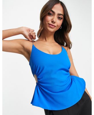 Urban Revivo cut-out top with chain straps in blue