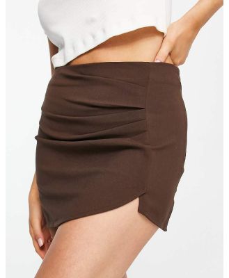 Urban Revivo draped front mini skirt in brown