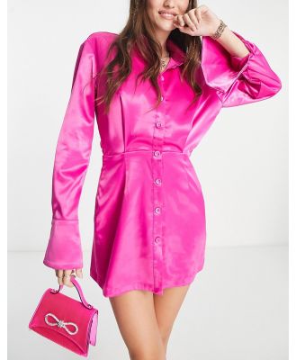 Urban Revivo long sleeve mini blazer dress in dark pink