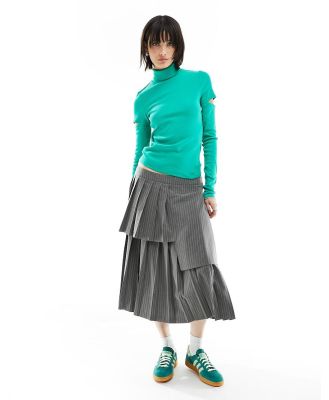 Urban Revivo split sleeve roll neck top in aqua green